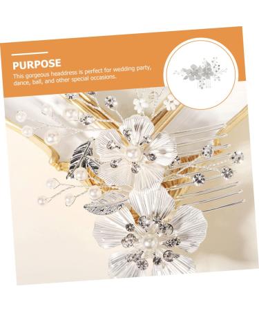 minkissy Accessories wedding hair comb clip Bride Headdress prom hair accessories Bride Wedding Headdress Flower Hair Clip hair combs crystal hair comb Hair up copper wire pearl Comb - Buy Online on GoSupps.com