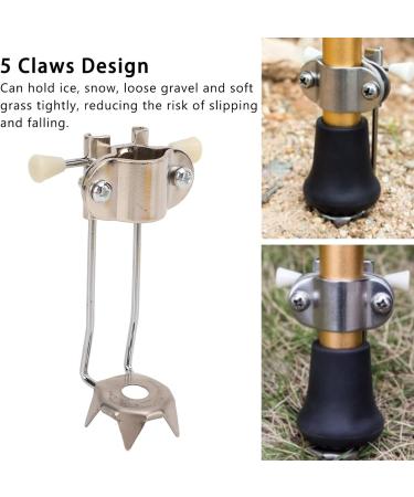 Trekking Pole Crampon Anti Slip Stick Ice Tip 5 Claws Stainless Steel for Fishing Hiking - Buy Online on GoSupps.com