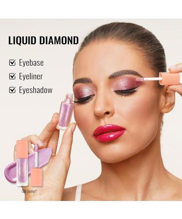 Oulac Liquid Glitter Eyeshadow Shimmer Eyeshadow Metallic Purple Eyeshadow Liquid Eyeliner with Fine Sparkle Blendable Sparkly Eye Make-up Crease Resisatnt Non-Greasy Vegan 5.4g Jump!! (08) - Buy Online on GoSupps.com