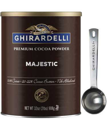 Ghirardelli Majestic Premium Cocoa Powder , 32 Ounce Can with Ghirardelli Stamped Barista Spoon