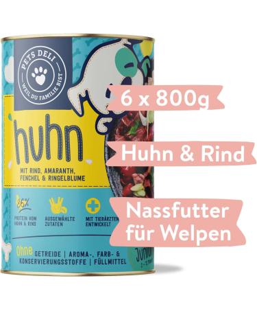 Pets Deli Wet Food for Puppies - Beef & Chicken with Fennel | Sugar & Gluten Free | 6 x 800g Pack - Buy Online on GoSupps.com