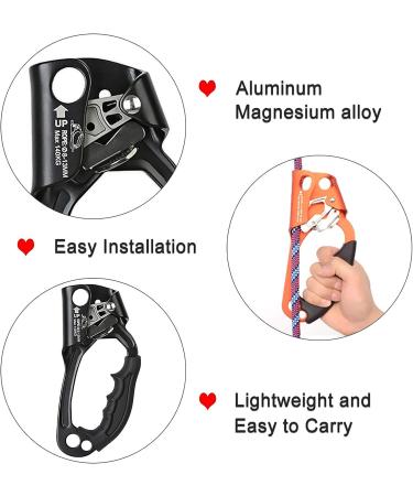 AOKWIT Climbing Ascender Right Hand Black - Aviation Light Alloy Rappelling Belay Gear for Rock Climbing, Tree Arborist, SRT Climbing - Handle Clamp Included - Buy Online on GoSupps.com