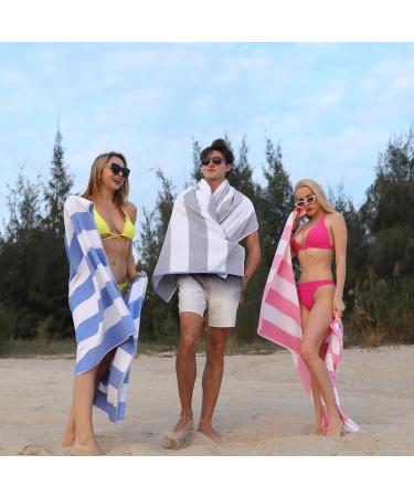 HEMBAY Fluffy Oversized Beach Towel - Rose Red Striped 70 x 35 Inch Cotton Pool Towel - Buy Online on GoSupps.com