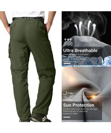Men's Quick Dry Convertible Hiking Fishing Pants - Army Green 38 - Buy Online on GoSupps.com