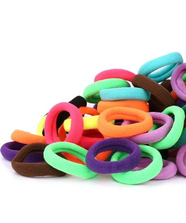 300PCS Toddler Kids Hair Ties – Infant Cotton Baby Hair Ponytail Holders – Tiny Kids Elastic Hair Bands, Enough Soft and No Damage, 1.1 Inch in Diameter, 15 Colors, by Qarwayoc Colorful A