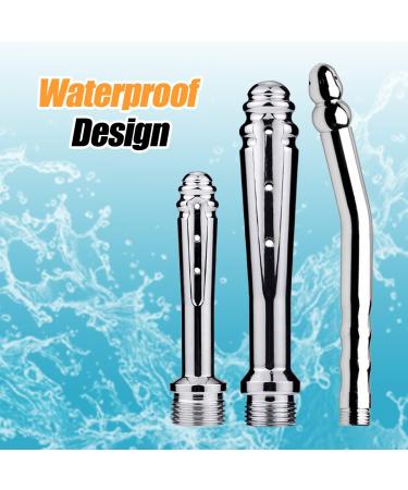 Shower Anal Shower Kit - 3 Shower Heads 59 Inch Hose & Enema Syringe Set for Men & Women - Silver - Buy Online on GoSupps.com