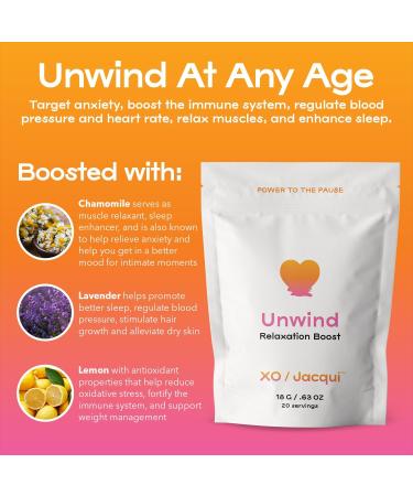 Unwind Boost Calming Organic Menopause Support | Stress Relief Protein Powder with Chamomile Lavender & Lemon - Buy Online on GoSupps.com