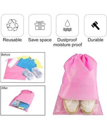 6 Pcs ULIFEMALL Travel Shoe Bags - Large Non-Woven Drawstring Storage with Clear Window - Waterproof Dustproof Pouch for Men Women - Pink - Buy Online on GoSupps.com
