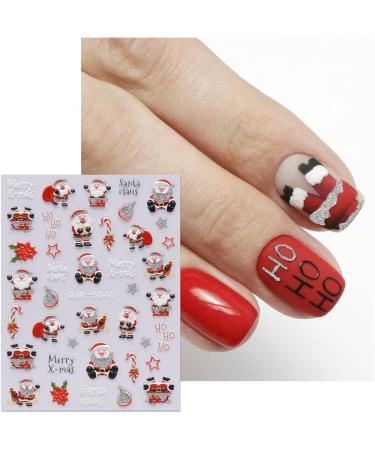 JMEOWIO 6 Sheets 3D Embossed Christmas Glitter Nail Art Stickers Decals Self-Adhesive 5D Santa Elk Snowflake Winter Holiday Nail Supplies Nail Art Design Decoration Accessories - Buy Online on GoSupps.com