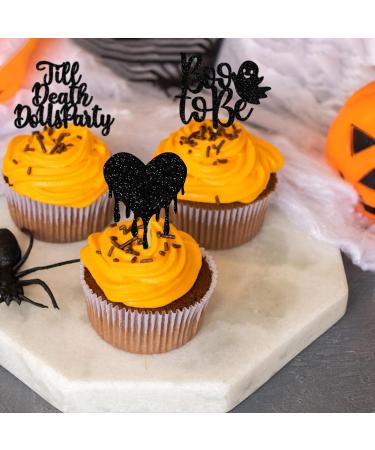 Halloween Bachelorette Cupcake Topper Boo To Be Ring Bride Or Die Skull Heart Blood Glitter Food Picks Horror Ghost Engagement Party Decorations Black - Buy Online on GoSupps.com