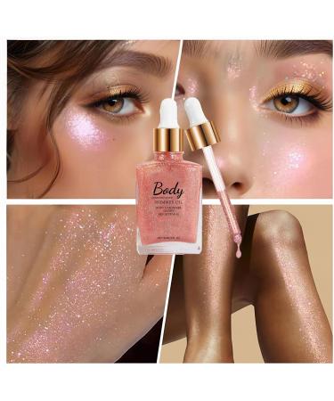  Aicocodida Glitter Face Oil Long Lasting Shiny Cheek Makeup Body Glow Shimmer Lotion 30ml (Rose Gold) - Buy Online on GoSupps.com