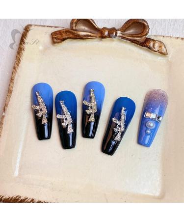 40pcs Set 3D Alloy Gun Nail Charms Shiny Diamond AK Weapon Rhinestones for Nail Art - Silver | Nail Supplies and Accessories - Buy Online on GoSupps.com