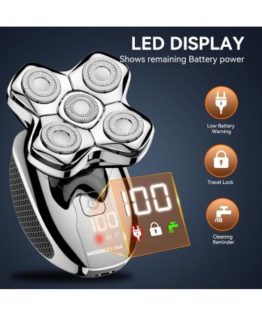 MAXGROOM 5-in-1 Waterproof Magnetic Detachable Head Shaver for Bald Men - USB Rechargeable LED Display Wet/Dry Use Travel Pouch Included - Buy Online on GoSupps.com