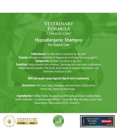 Veterinary Formula Hypoallergenic Shampoo for Dogs & Cats - 16 Oz | Gentle Pet Shampoo for Allergies & Sensitive Skin, Promotes Healthy Coat - Buy Online on GoSupps.com