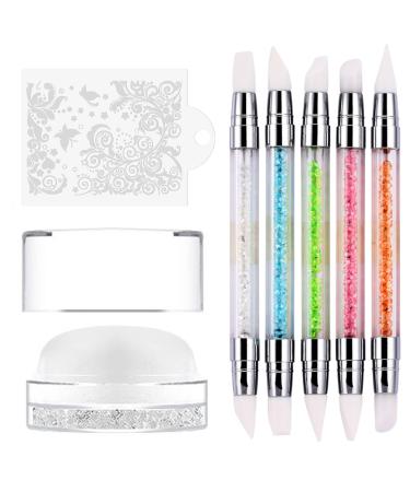 Clear Silicone Jelly Stamper Nail Dotting Pen Transparent Nail Stamper Scraper for French Tip Nails Art Design Manicure Tools (Set B)