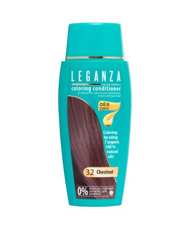 Leganza Hair Coloring Conditioner Natural Balm Color Chestnut N 32 | Enriched with 7 Natural Oils | Ammonia PPD and Paraben Free | 150 ml 32 Chestnut