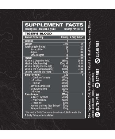 Rogue Energy Drink Powder - Boost Mental Focus & Endurance for Gaming - Sugar & Gluten Free - Caffeine & Vitamins - Tiger s Blood Flavor - 30 Servings - Made in USA - Buy Online on GoSupps.com