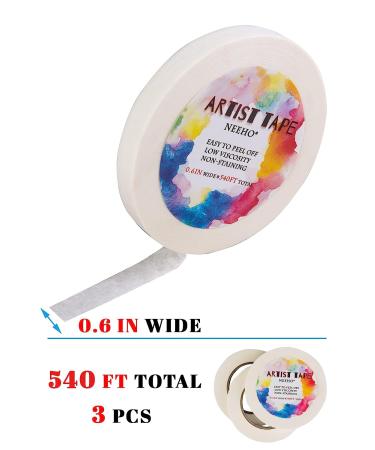Neeho Artist Tape 3 Pack - Acid-Free White Masking Tape for Watercolor Painting and Canvas Framing - 0.6inch Wide 540FT - Buy Online on GoSupps.com
