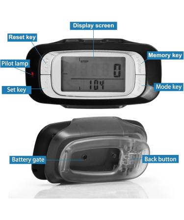 Jinlaili 3D Pedometer - Simple Fitness Tracker with Large LCD Display | Step Mile/KM Calorie & Activity Time Monitor | Clip & Lanyard Included | No App Required - Buy Online on GoSupps.com