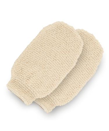 GUARD&MARINE Natural Shower Mitts Soft Loofah Gloves for Bath Washcloths for Body Wash and Cleansing - Set of 2