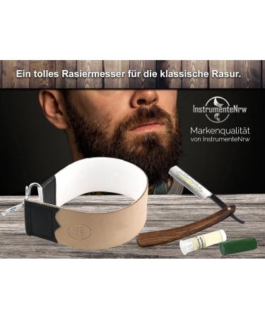 Premium Men's Razor Set - Wooden Handle Cold Gold Blade Solingen Quality with Leather Pouch - Buy Online on GoSupps.com