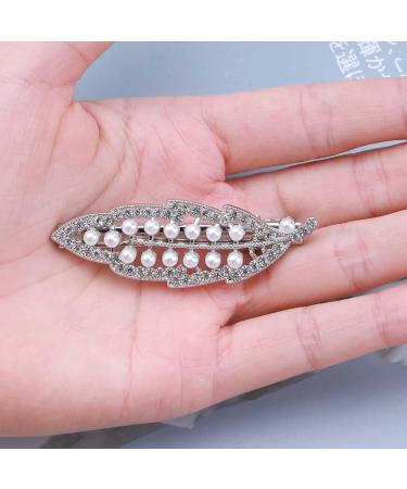 Inilbran Boho Pearl Hair Clip Vintage Leaf Hair Barrette Clip Leaf Pearl Hairpin Clip Pearl Bridal Headpieces Decorative Hair Pin Head Clip French Headwear Hair Accessories for Women and Girls Silver - Buy Online on GoSupps.com