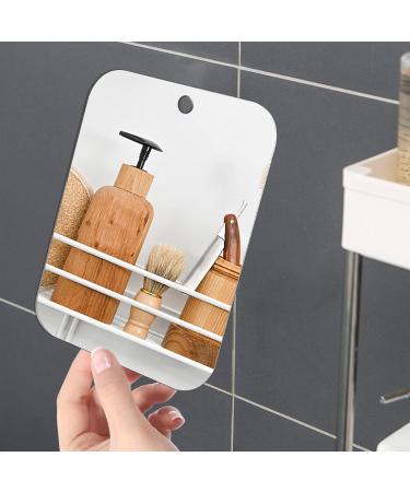2 Pack Fogless Shower Mirrors for Shaving & Travel - Wall Hanging & Handheld - Unbreakable & Anti-Fog - 8x6 Medium Size - Buy Online on GoSupps.com