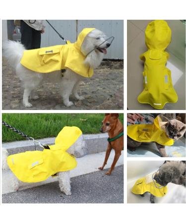Small Yellow Waterproof Dog Raincoat with Adjustable Reflective Poncho Hood - Buy Online on GoSupps.com