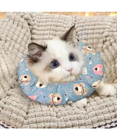 Kytpyi Halskrause Cat Collar - Adjustable Stain-Resistant (17-27cm) Waterproof Cotton for Cats & Dogs Blue Bear Design - Buy Online on GoSupps.com