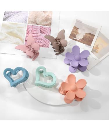 6 PCS Flower Hair Claw Clips - Non-Slip Matte Butterfly Hair Clips for Women and Girls - Strong Hold Hair Accessories for Thin/Medium/Thick Hair - Buy Online on GoSupps.com