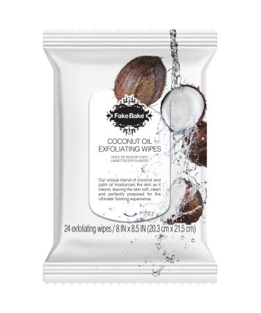 Fake Bake Coconut Oil Exfoliating Face & Body Wipes Gentle Cleansing Cloth Scrubbers Infused Calendula Chamomile Aloe Vitamin E - Skincare & Exfoliator For All Skin Types Women & Men - 24 Count - Buy Online on GoSupps.com