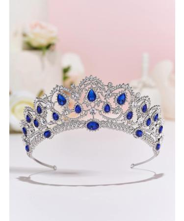 SWEETV Crystal Wedding Tiara - Rhinestone Princess Crown for Women - Olivia Quinceanera Crown Bridal Costume Jewelry - Blue Royal Blue - Buy Online on GoSupps.com