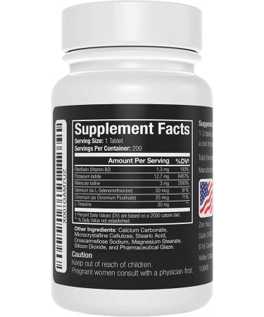 Zen Haus High Potency Iodine Supplement with Selenium - 200 Tablets for Thyroid & Immune Support - Buy Online on GoSupps.com