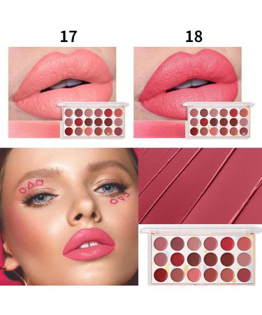 Matte red lipstick makeup lip gloss palette waterproof lipstick palette with 18 colors moisturizing lip cream palette lip gloss for beginners - Buy Online on GoSupps.com