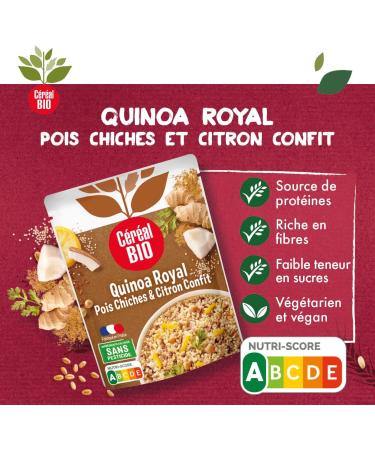 Organic Royal Quinoa Chickpeas & Candied Lemon Cereal - Microwavable Sachet Quick to Reheat - Vegan and Organic - 220g - 212 - Buy Online on GoSupps.com