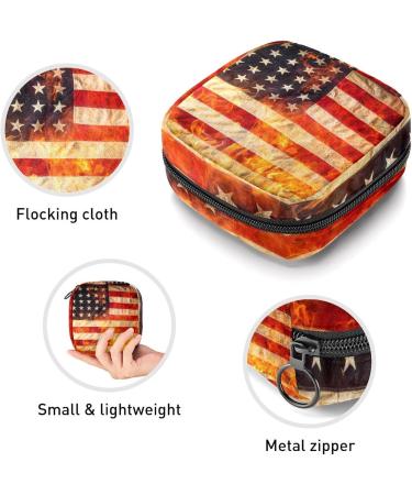 GIAPB Period Bag - American Flag and Flames Period Pouch Travel Makeup Bag - Buy Online on GoSupps.com