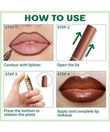 Moisturizing Solid Lip Gloss & Jelly Lipstick Set | 3 Color Lip Oil Slick & Click Plumper with Dark Brown Lip Liner - Non-Sticky Tinted Balm Gift Set for Women | International Shipping - Buy Online on GoSupps.com