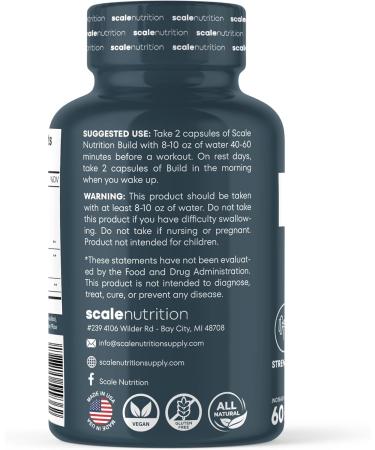 Build - Muscle Builder Supplement for Muscle Growth Strength Weight Gain Endurance & Performance Enhancment for Men & Women - Trademarked Ingredients Peak02 & ElevATP | 60 Capsules - 30 Day Supply - Buy Online on GoSupps.com