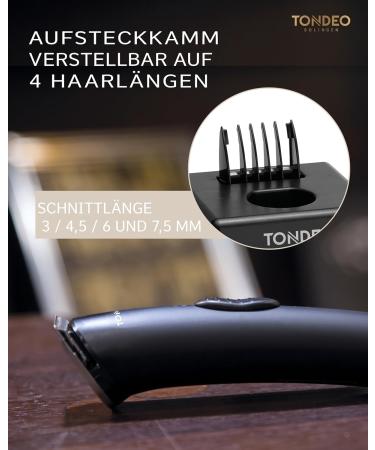 TONDEO Eco S Plus Black Professional Hair Trimmer with Charging Station and Attachment Comb for 4 Different Cutting Lengths - Black - Buy Online on GoSupps.com