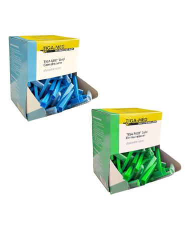 Razor Disposable Tiga Gold - 100 Blue Single-Edged Razors | Best Quality Disposable Razors for Men & Women - Buy Online on GoSupps.com