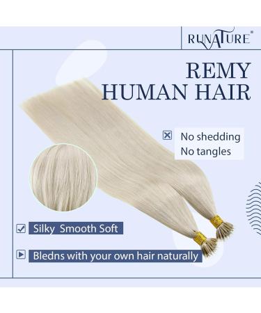 RUNATURE Blonde Nano Human Hair Extensions- White Blonde Remy Nano Ring Hair - 14 Inch 50g - A-Nano-#800 - Buy Online on GoSupps.com