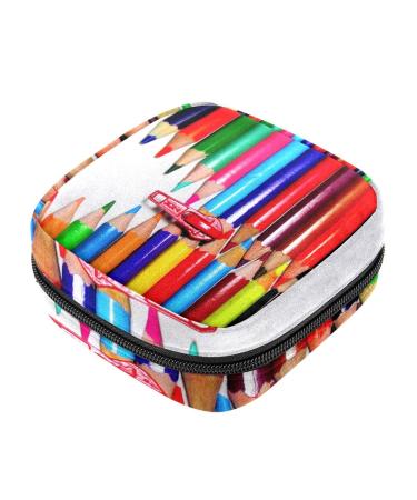 Menstruation pad bag with zipper women's napkin bag tampons collective bags for women and girls (rainbow colors red zipper)