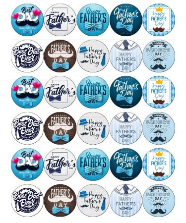 30 Fathers Day Dad Cupcake Toppers Edible Wafer Paper Fairy Cake Toppers Birthday Cake Decorations