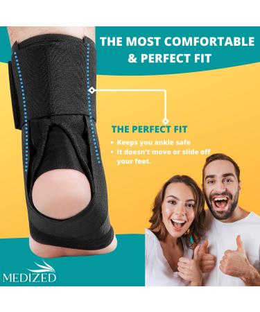 MEDIZED Ankle Brace - Adjustable Lace-Up Support for Running Basketball & Injury Recovery | Unisex Ankle Wrap for Men Women & Kids (Medium - Buy Online on GoSupps.com