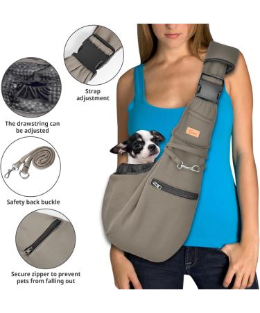 Cuby Adjustable Dog & Cat Sling Carrier - Travel Pet Bag with Foot Cushion for Little Pets - Brown - Buy Online on GoSupps.com