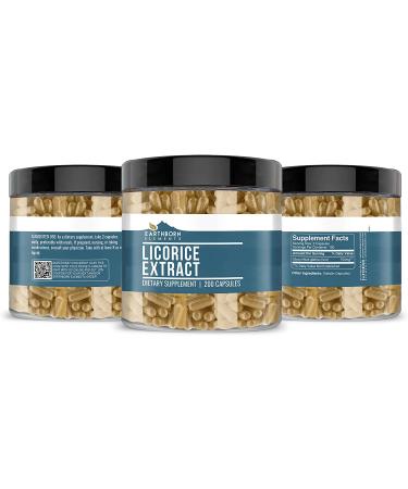 Earthborn Elements Licorice Extract 200 Capsules - Pure & Undiluted - No Additives - 200 Count - Buy Online on GoSupps.com