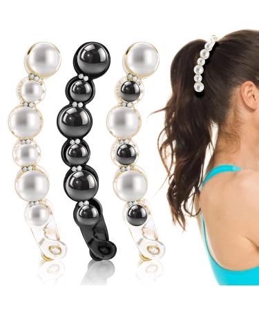 Sibba 3 PCS Pearl Hair Clips - Stylish Hair Barrettes and Jaw Clips for Women - Perfect Birthday Gift - Hair Accessories for Thick and Fine Hair - Buy Online on GoSupps.com