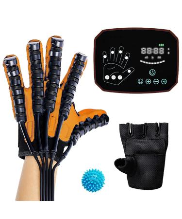 Rehabilitation Robot Gloves Both Hand Stroke Hemiplegia Finger Training Device Finger Orthosis for Long-Term Relief of Hand Dysfunction(Size:XXL Size Color:Orange-Left) XXL size orange-left