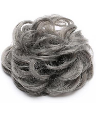 Hair Bun Scrunchy Scrunchie Hair Extensions Chignon Hair Donut Hairpieces Curly Wavy Ponytail Hair Ribbon - Dark Grey(40g) 40 g Dark Grey - Buy Online on GoSupps.com