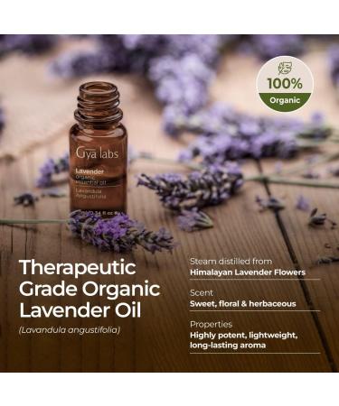 Gya Labs Organic Lavender Essential Oil 10ml - Aromatherapy for Relaxation, Skin and Hair - 100% Pure, Natural & Organic - Pack of 1 - Buy Online on GoSupps.com